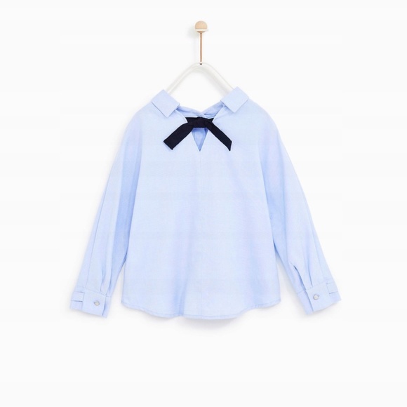 Zara girls blue blouse with back bow - Picture 7 of 16